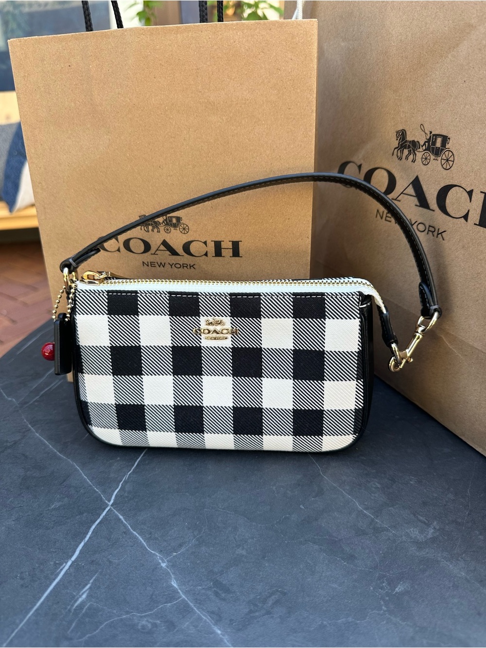 NWT Coach Nolita 19 With Gingham Print And Charm CEN01